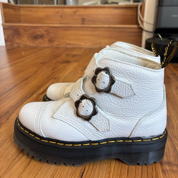 Dr. Martens White Ankle Boots with Black Soles - Picture 7 of 9